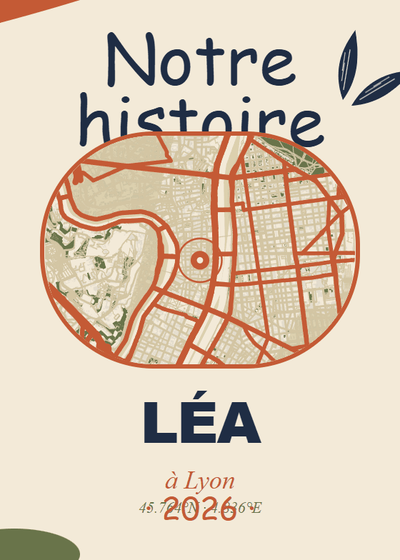 Poster de naissance personnalisé style Bohème — thème carte (aperçu)