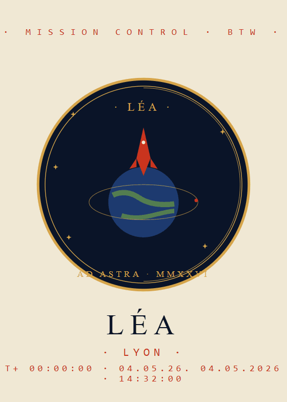 Poster de naissance personnalisé style NASA · Mission Patch — thème naissance (aperçu)