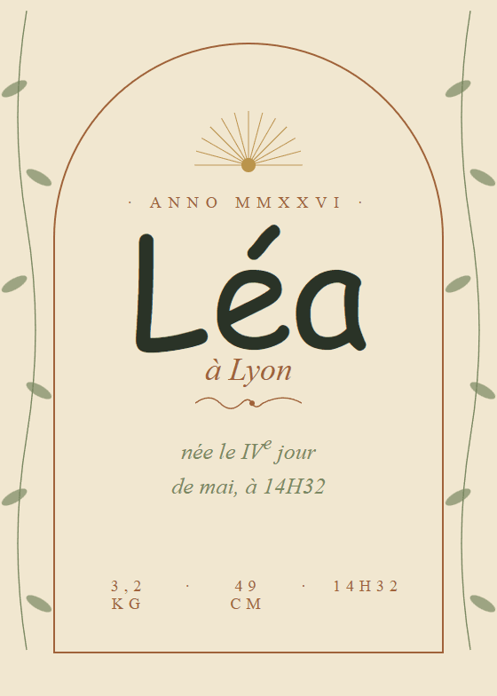 Poster de naissance personnalisé style Art Nouveau — thème naissance (aperçu)
